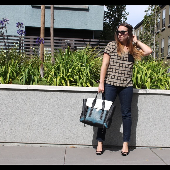 Rag and Bone Silk Windowpane T-Shirt - Picture 3 of 6